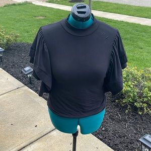 Black double flounce sleeve bodice